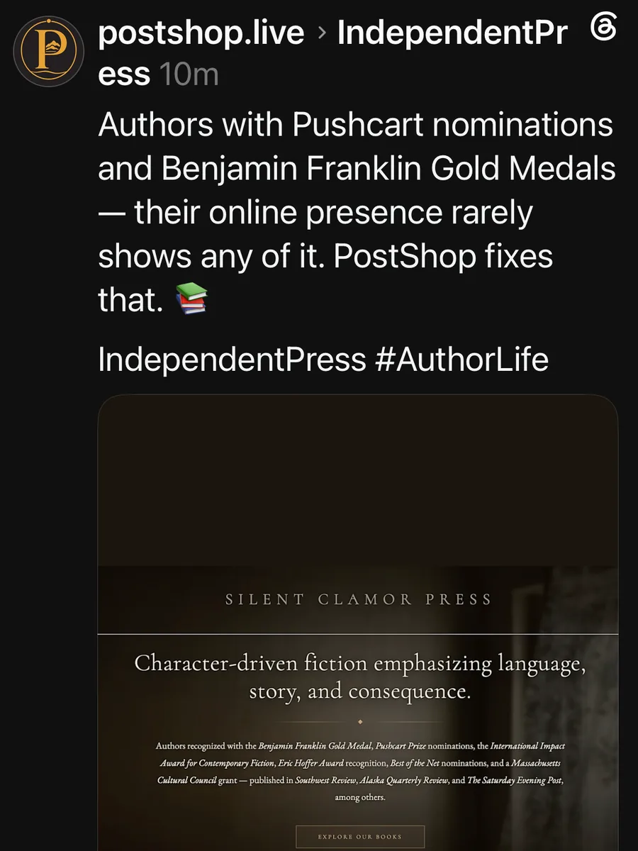 The same post on Threads, cut to a shorter caption
